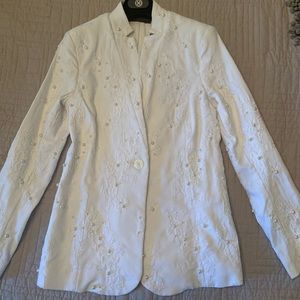 White Carlisle Jacket with pearl embroidery. Never worn, in perfect condition .